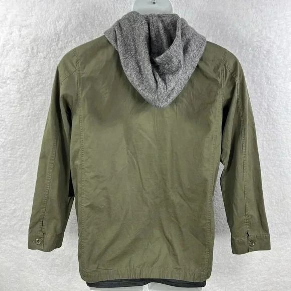 Active USA NWT Lg Hooded Utility Jacket Floral Patch Military Army Green Shacket - Picture 8 of 16